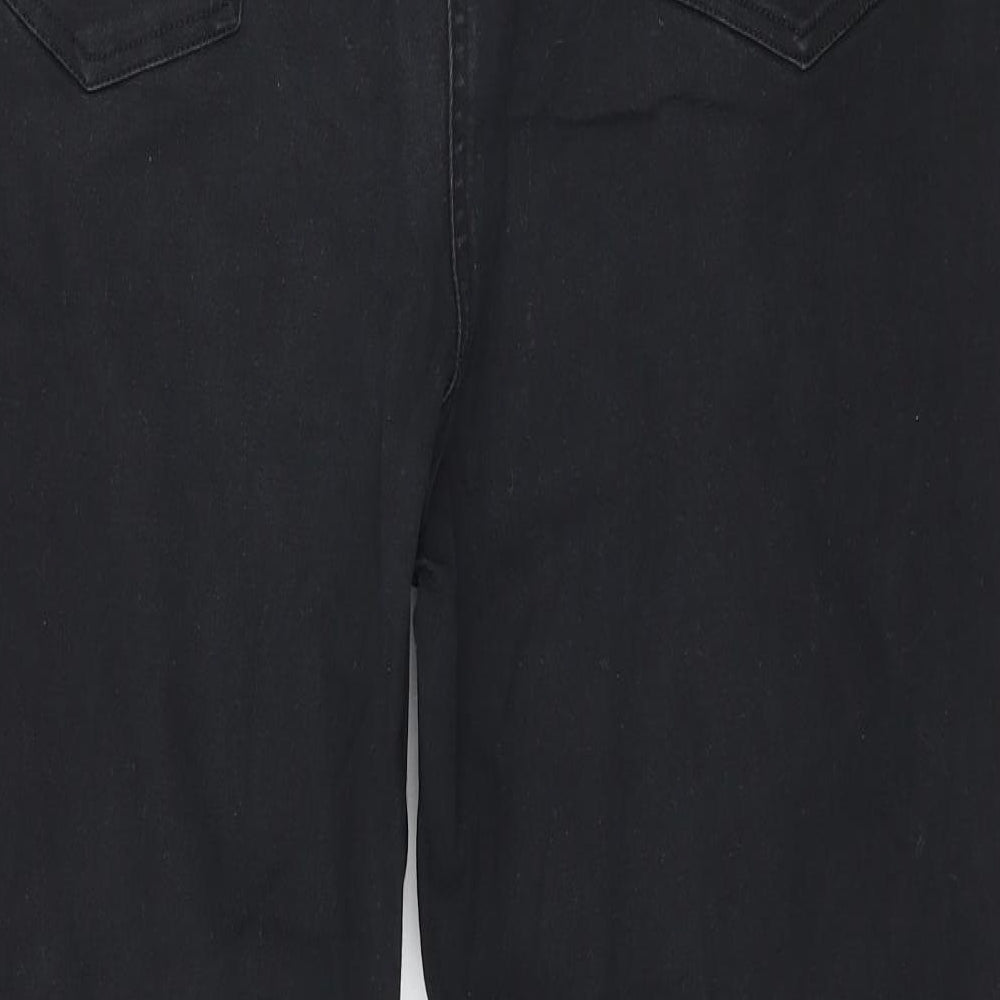 Preworn Womens Black Denim Straight Jeans Size 16 L27 in