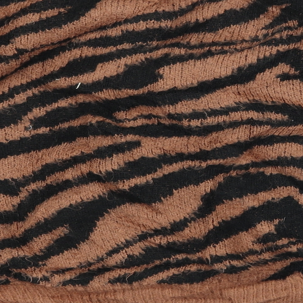 Dorothy Perkins Womens Brown Animal Print Knit Pullover Jumper Size 8