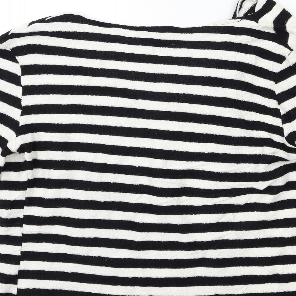 Saloos Womens Black Striped Knit Cardigan Jumper Size 12