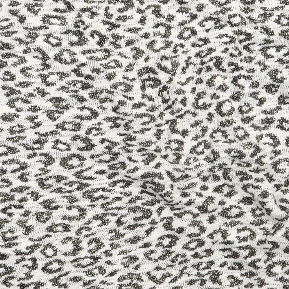 Divided Womens White Animal Print Basic T-Shirt Size XS