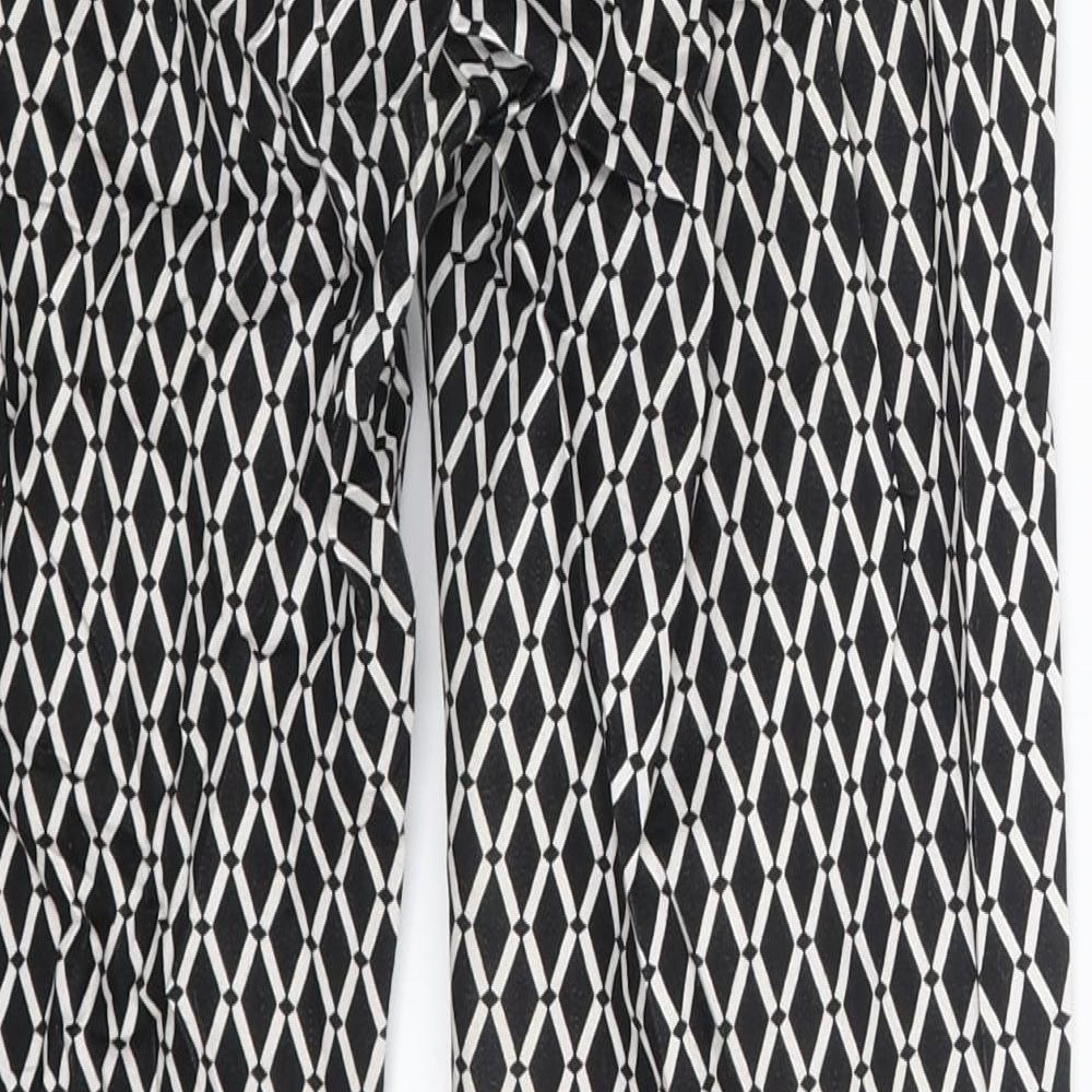 H&M Womens Black Argyle/Diamond Trousers Size 4 L25 in