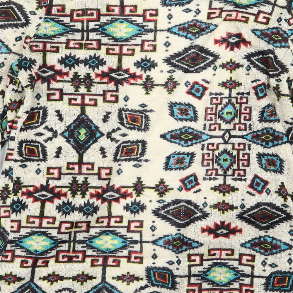 One Love Womens Multicoloured Geometric Cardigan Jumper Size S