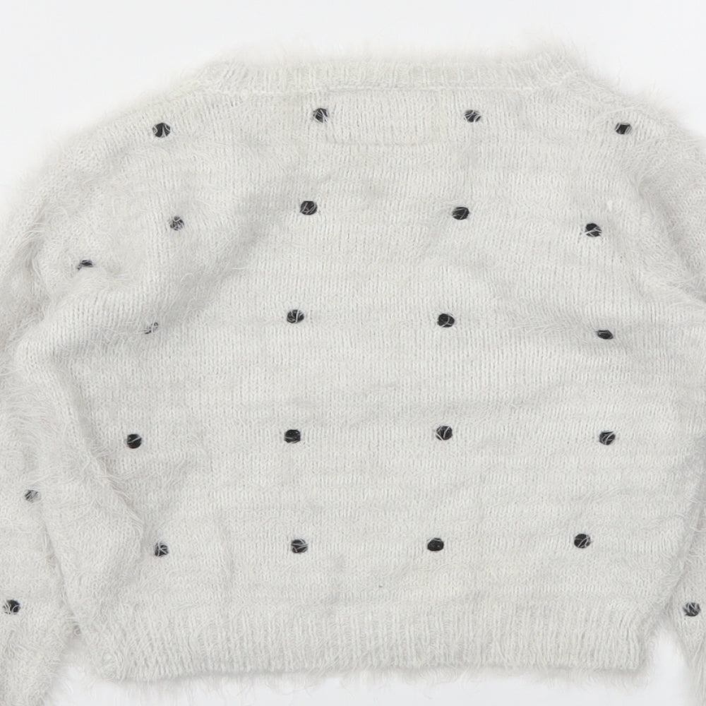 YD Girls Grey Spotted Pullover Hoodie Size 8-9 Years