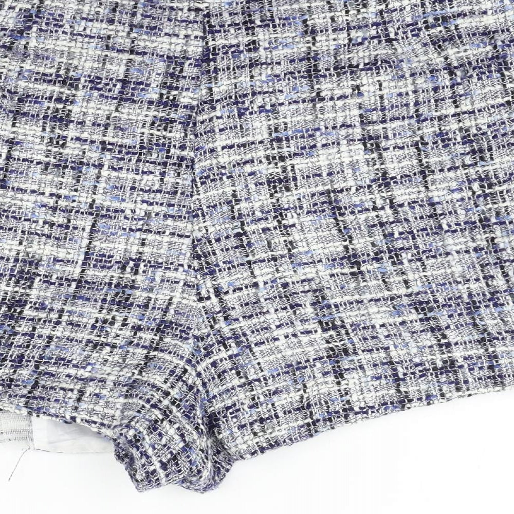 Kaycee Womens Blue Check Cut-Off Shorts Size L