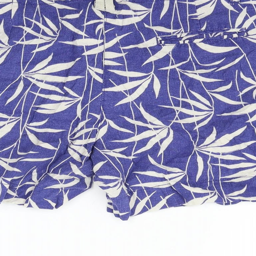 deniem co Womens Blue Geometric Sweat Shorts Size 14