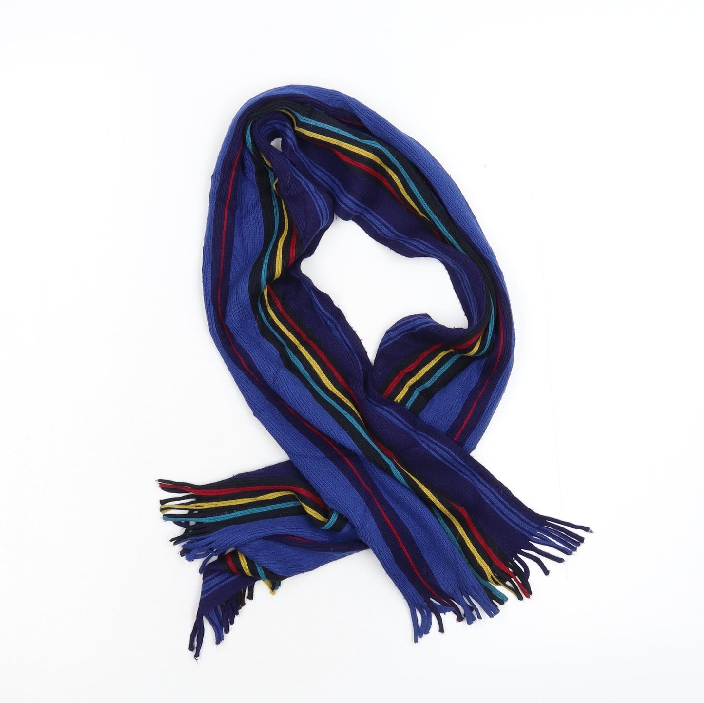 Preworn Mens Blue Striped Scarf