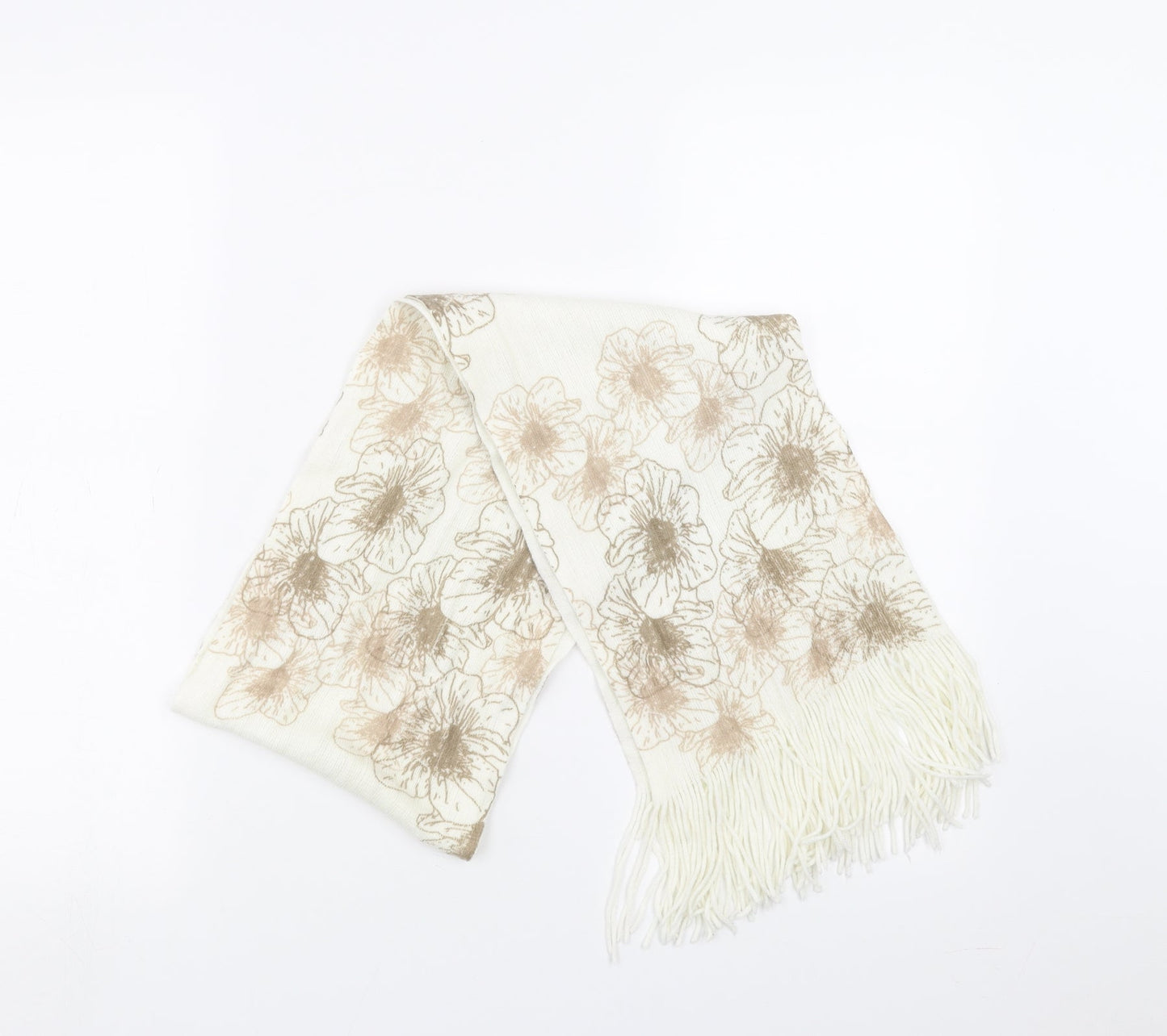 Preworn Womens Ivory Floral Scarf