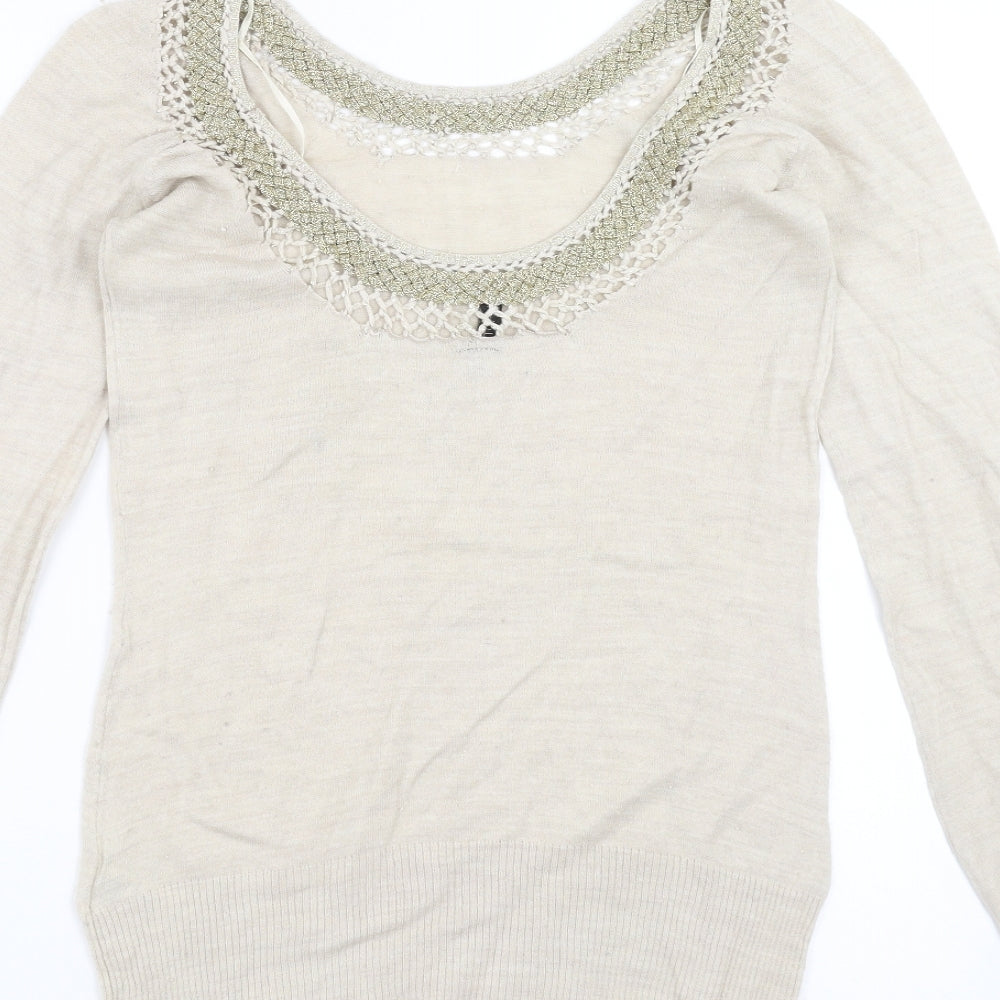 Topshop Womens Beige Knit Pullover Jumper Size 10