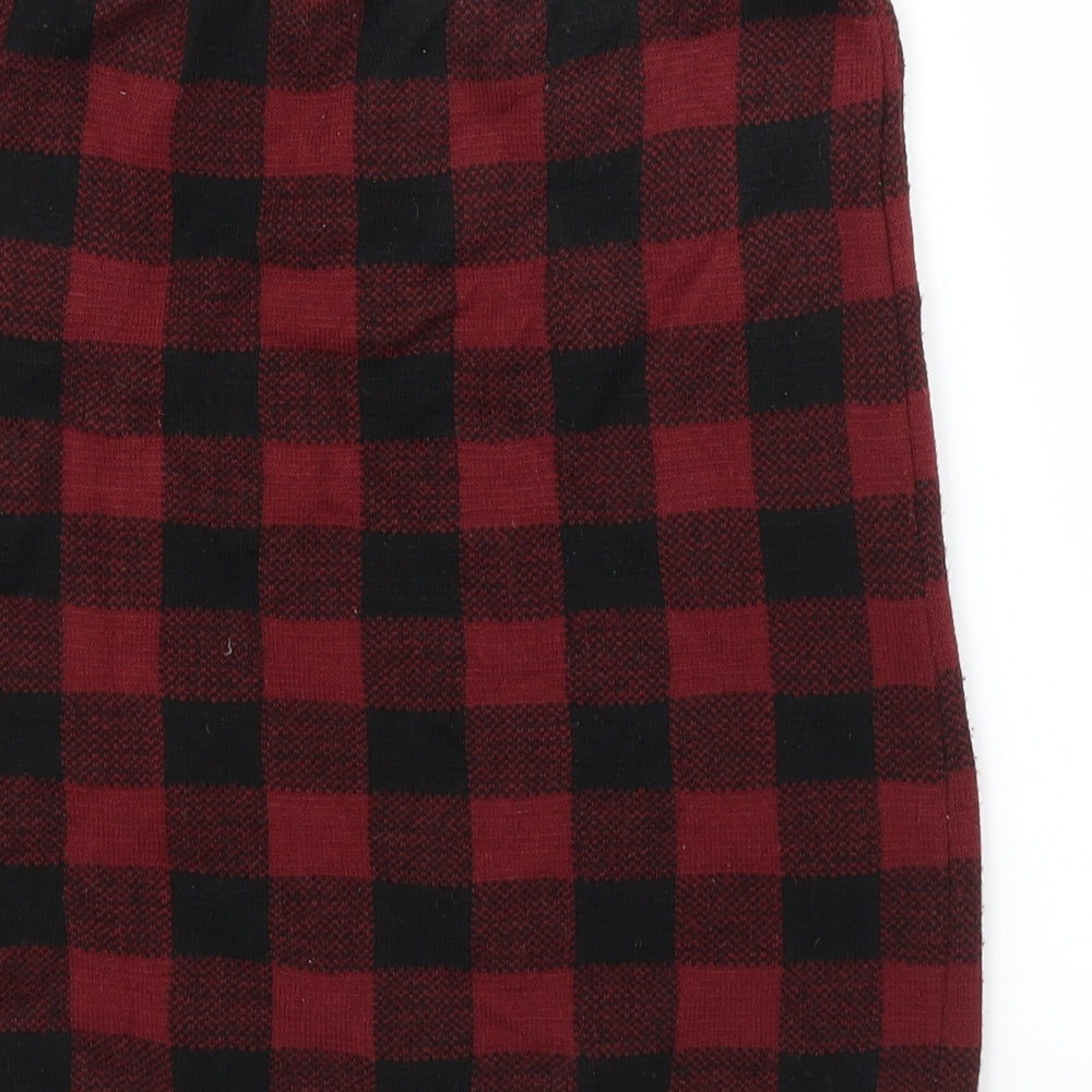Boohoo Womens Red Check A-Line Skirt Size M