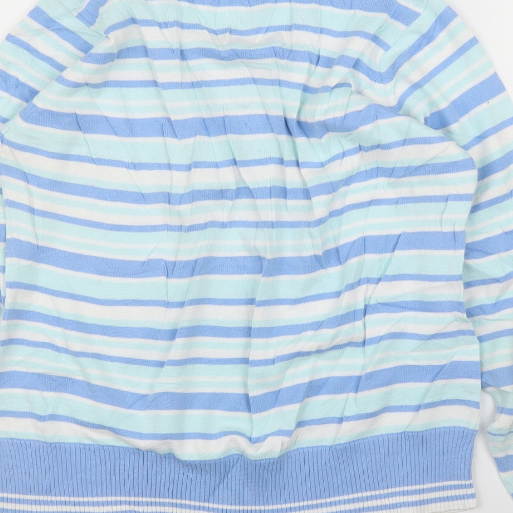 EWM Womens Blue Striped Pullover Jumper Size 14