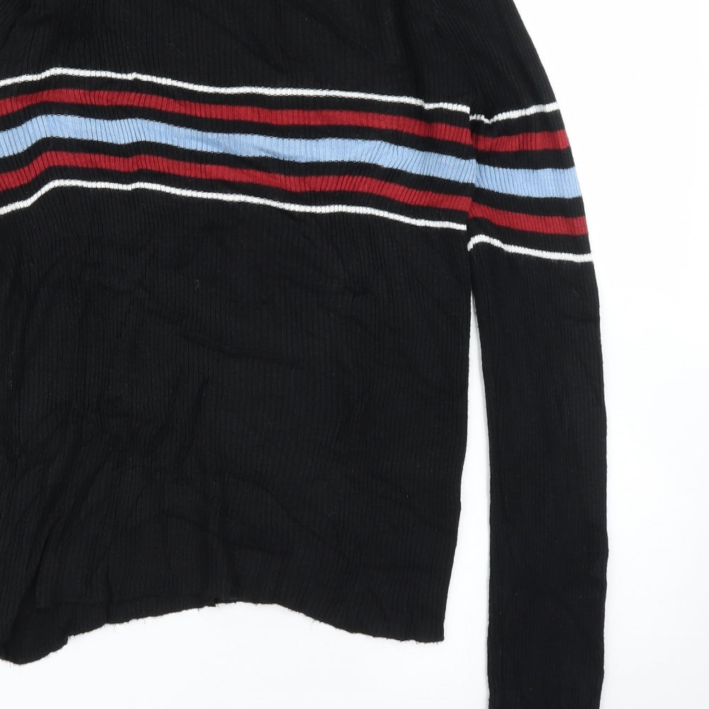 Cooperative Womens Black Striped Basic Blouse Size M