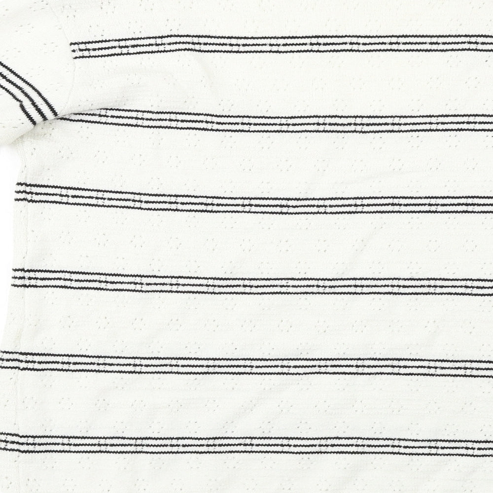 commodity Womens White Striped Pullover Jumper Size 4