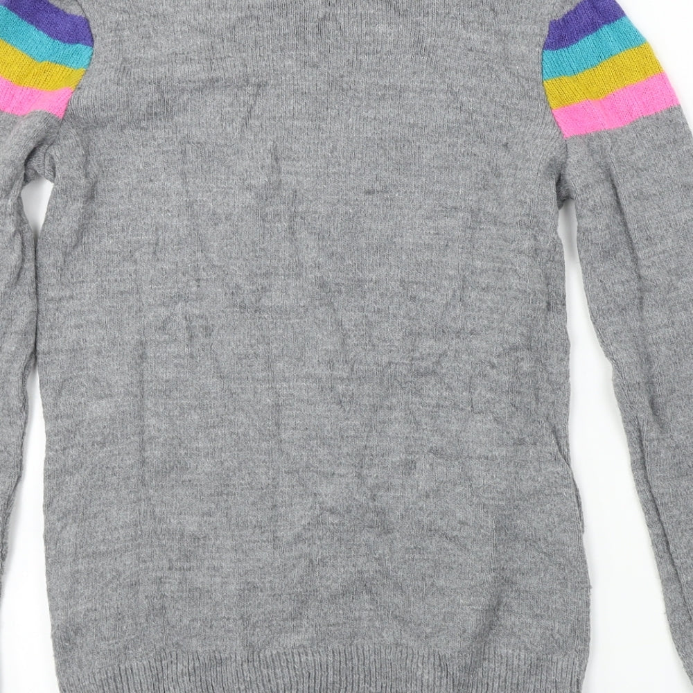 F&F Womens Grey Striped Pullover Jumper Size 6