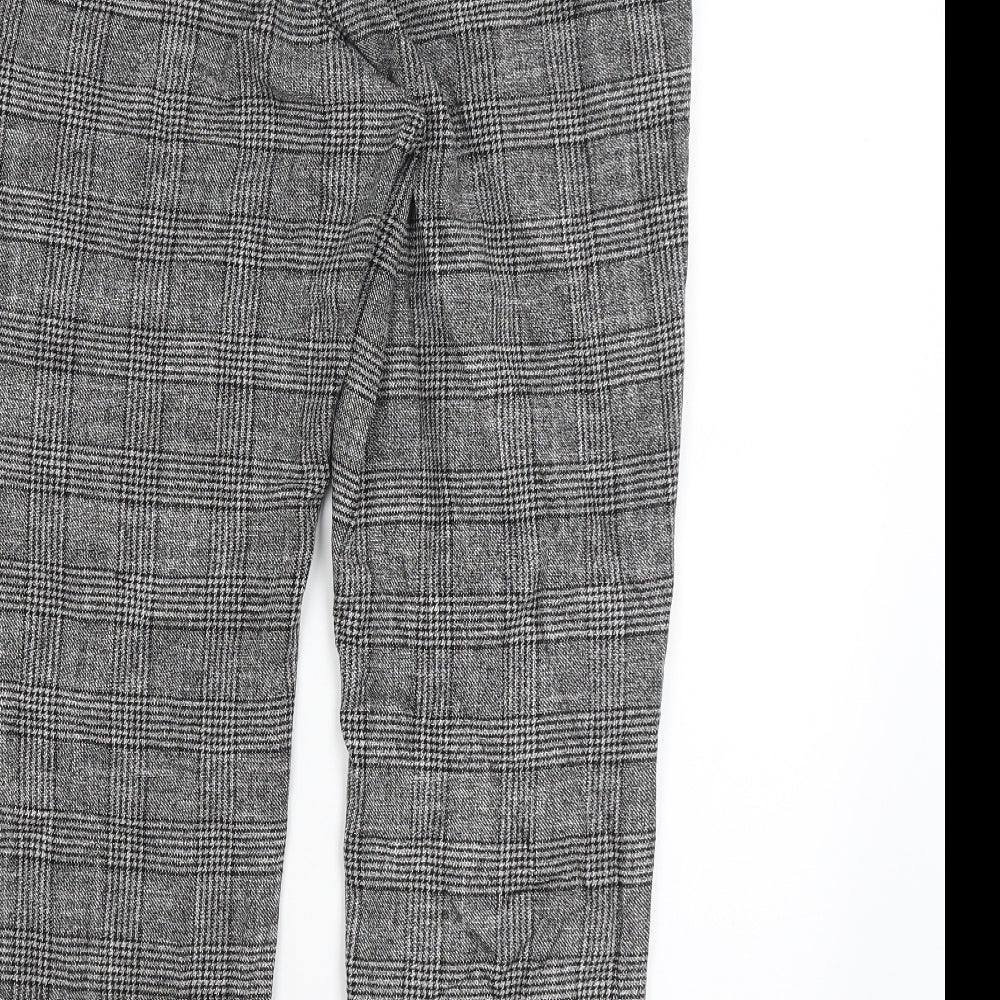 H&M Womens Grey Plaid Trousers Size 14 L25.5 in