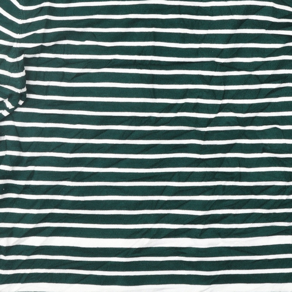 Just Elegance Womens Green Striped Pullover Jumper Size M
