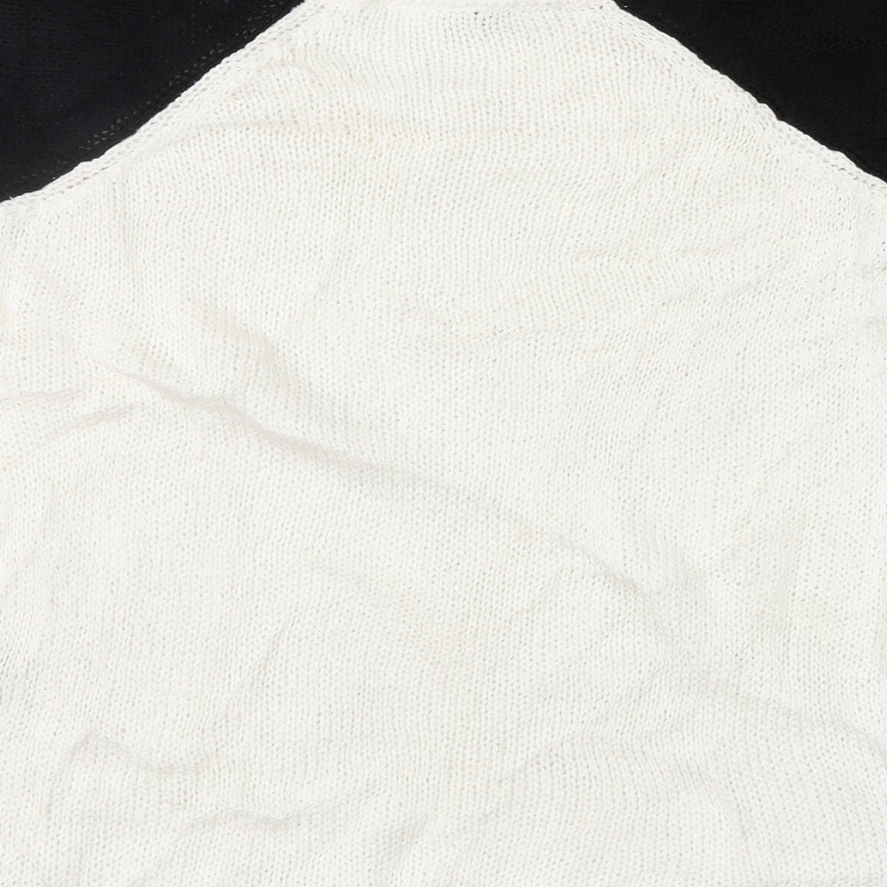 Divided Womens White Geometric Pullover Jumper Size S