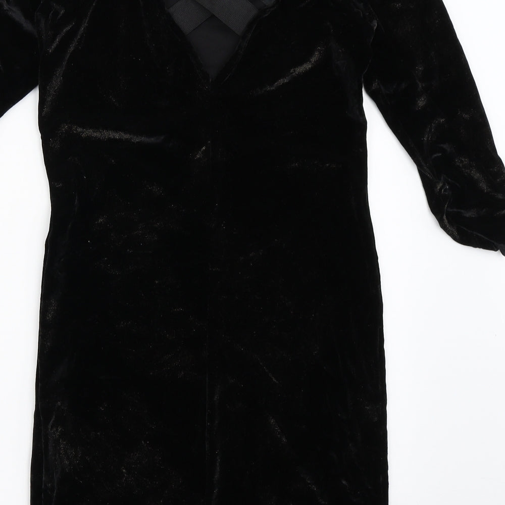 River Island Womens Black Velour Bodycon Size 12
