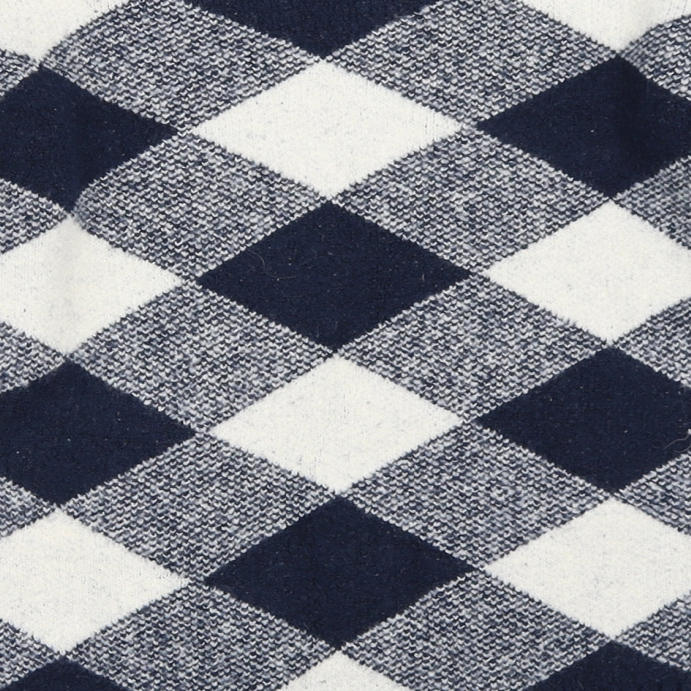 Marks & Spencer Womens Blue Argyle/Diamond Pullover Jumper Size S