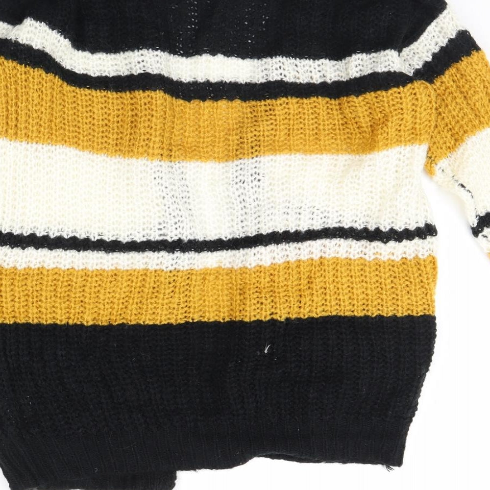 Select Womens Black Striped Cardigan Jumper Size 10