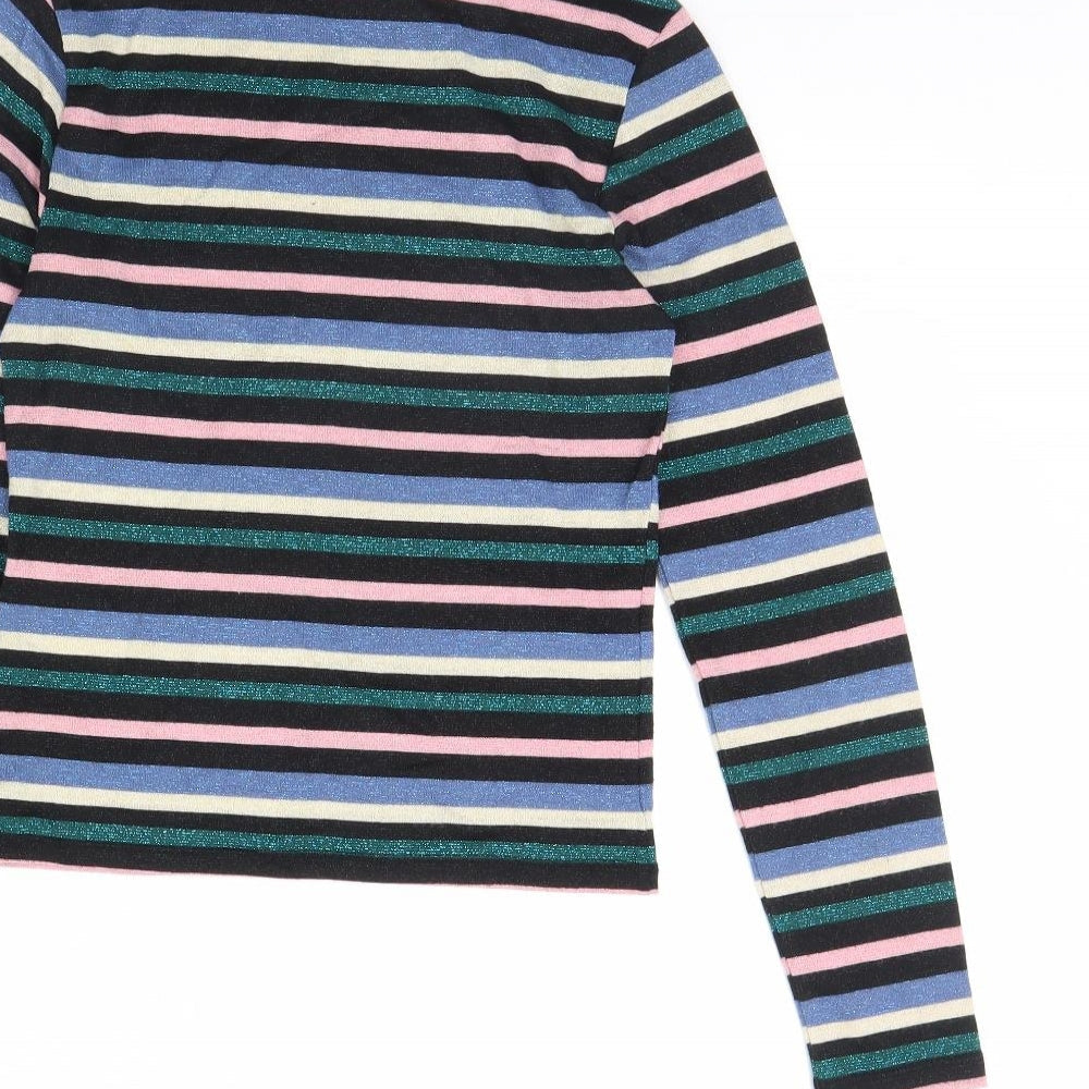 Divided Womens Black Striped Pullover Jumper Size S