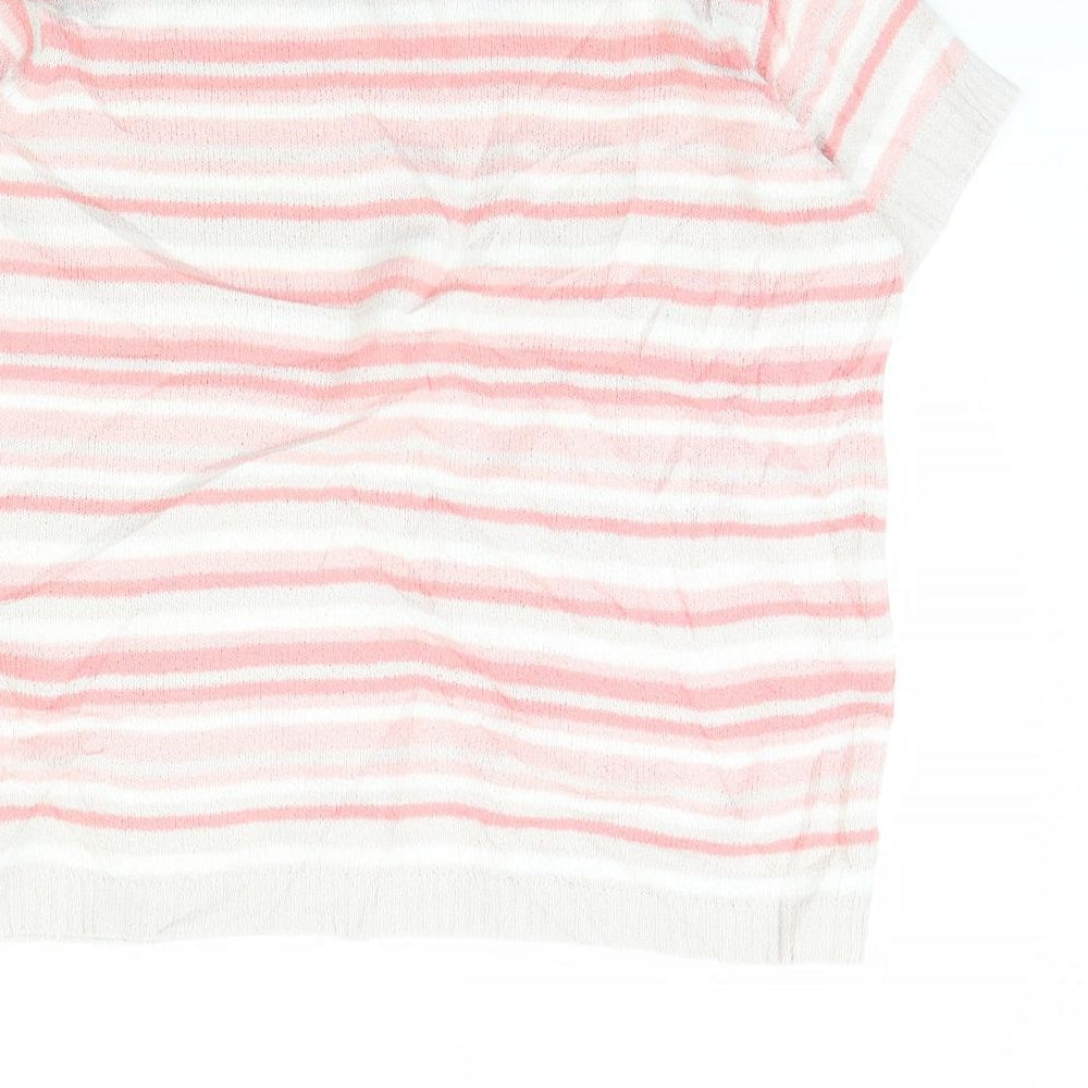 EWM Womens Pink Striped Pullover Jumper Size M