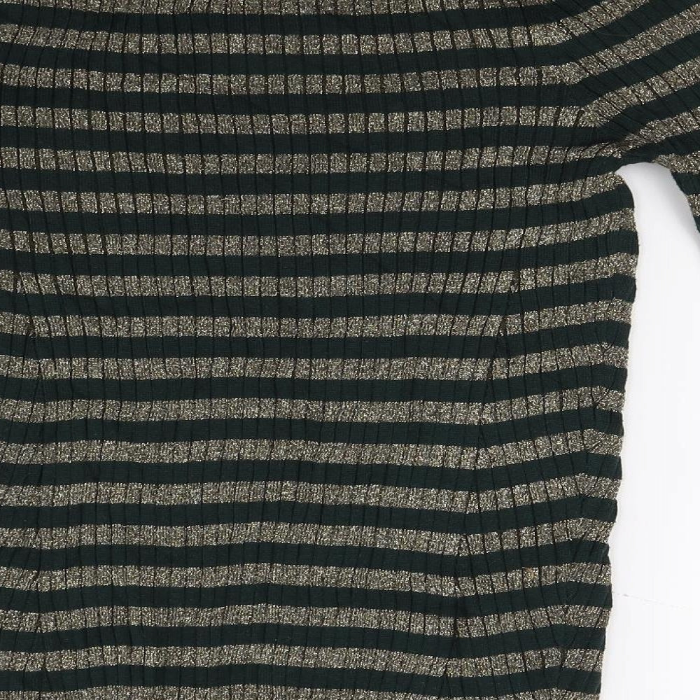 NEXT Womens Green Striped Pullover Jumper Size 14