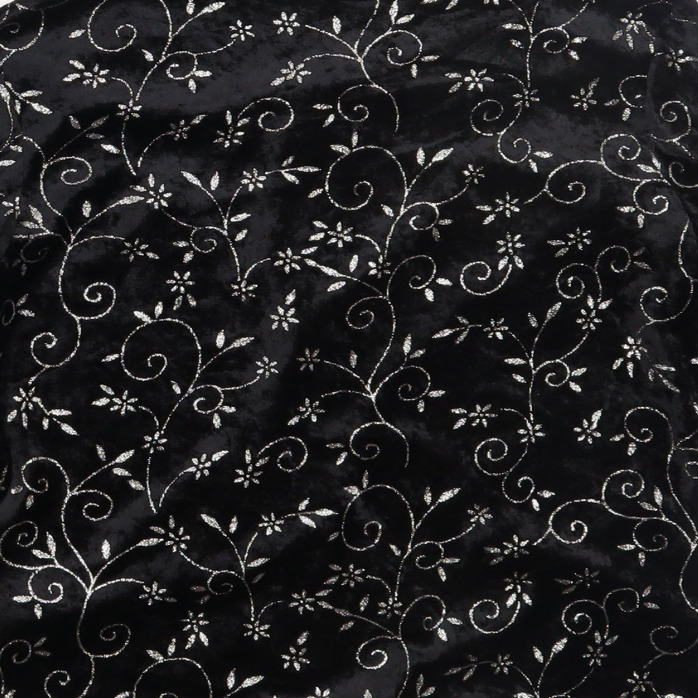 Suchita Womens Black Floral Basic T-Shirt Size 2