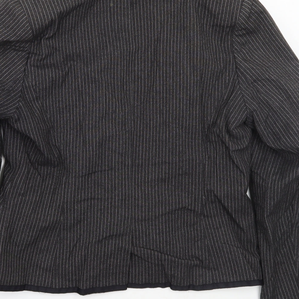 Newlook Womens Grey Striped Jacket Coat Size 18