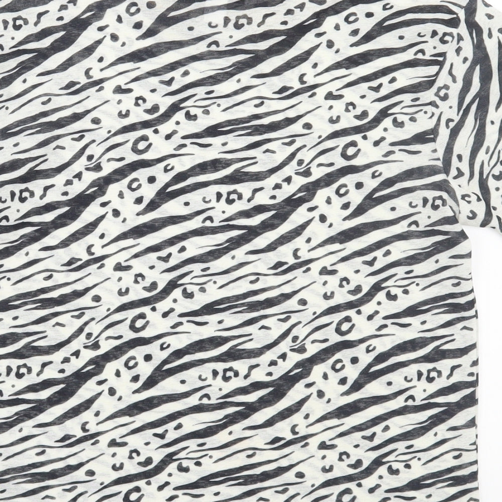 Topshop Womens White Animal Print Basic T-Shirt Size 8