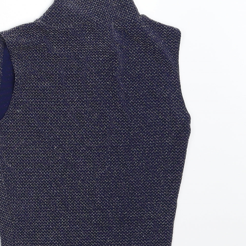 Fashion Union Womens Blue Knit Basic Tank Size 6