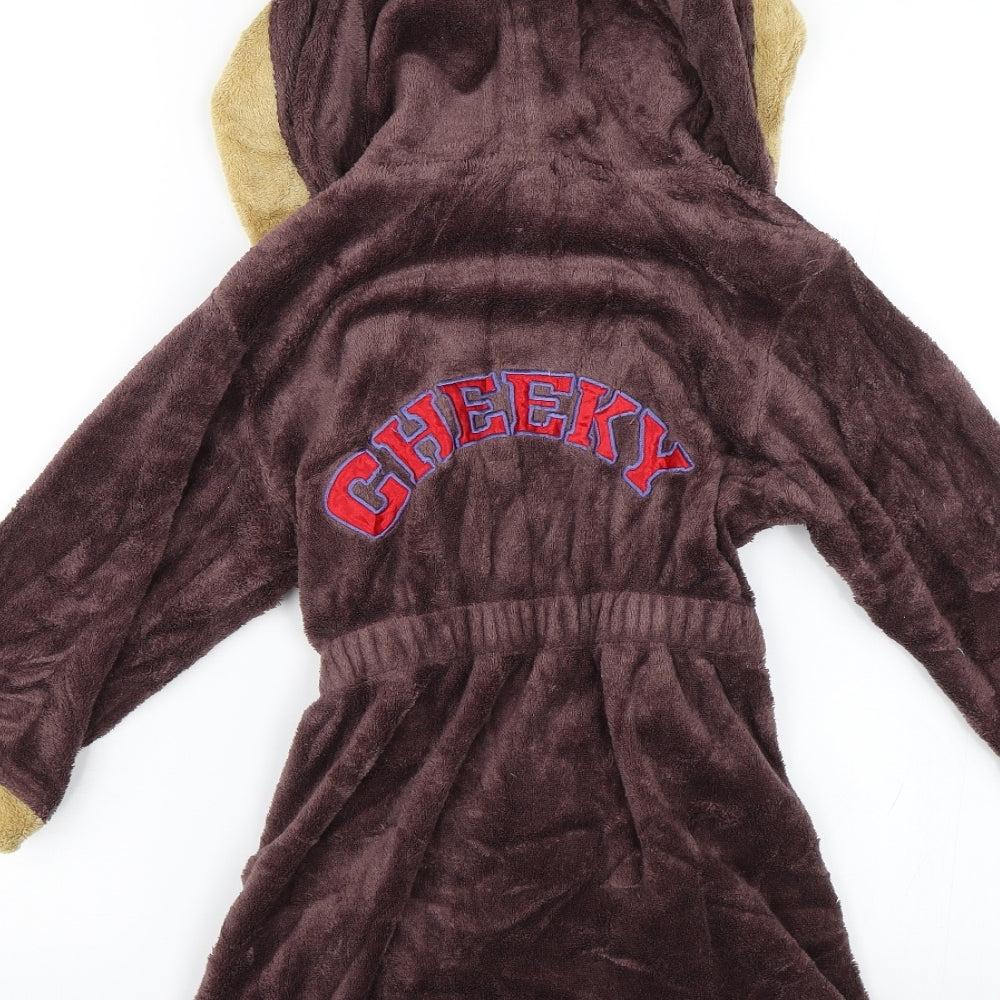 TU Boys Brown Solid Robe Size 3-4 Years - Monkey