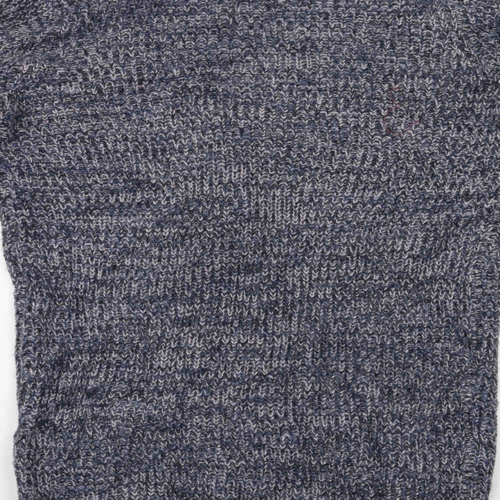 Brave Soul Womens Blue Herringbone Full Zip Jumper Size S