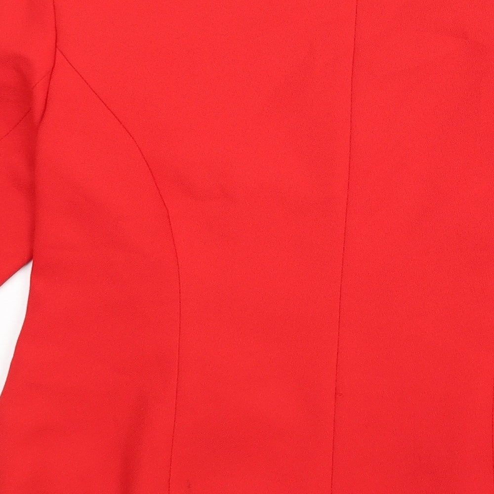 sandy tai Womens Red Striped Jacket Blazer Size S