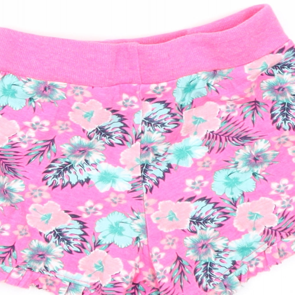 Primark Girls Pink Floral Cargo Shorts Size 2-3 Years