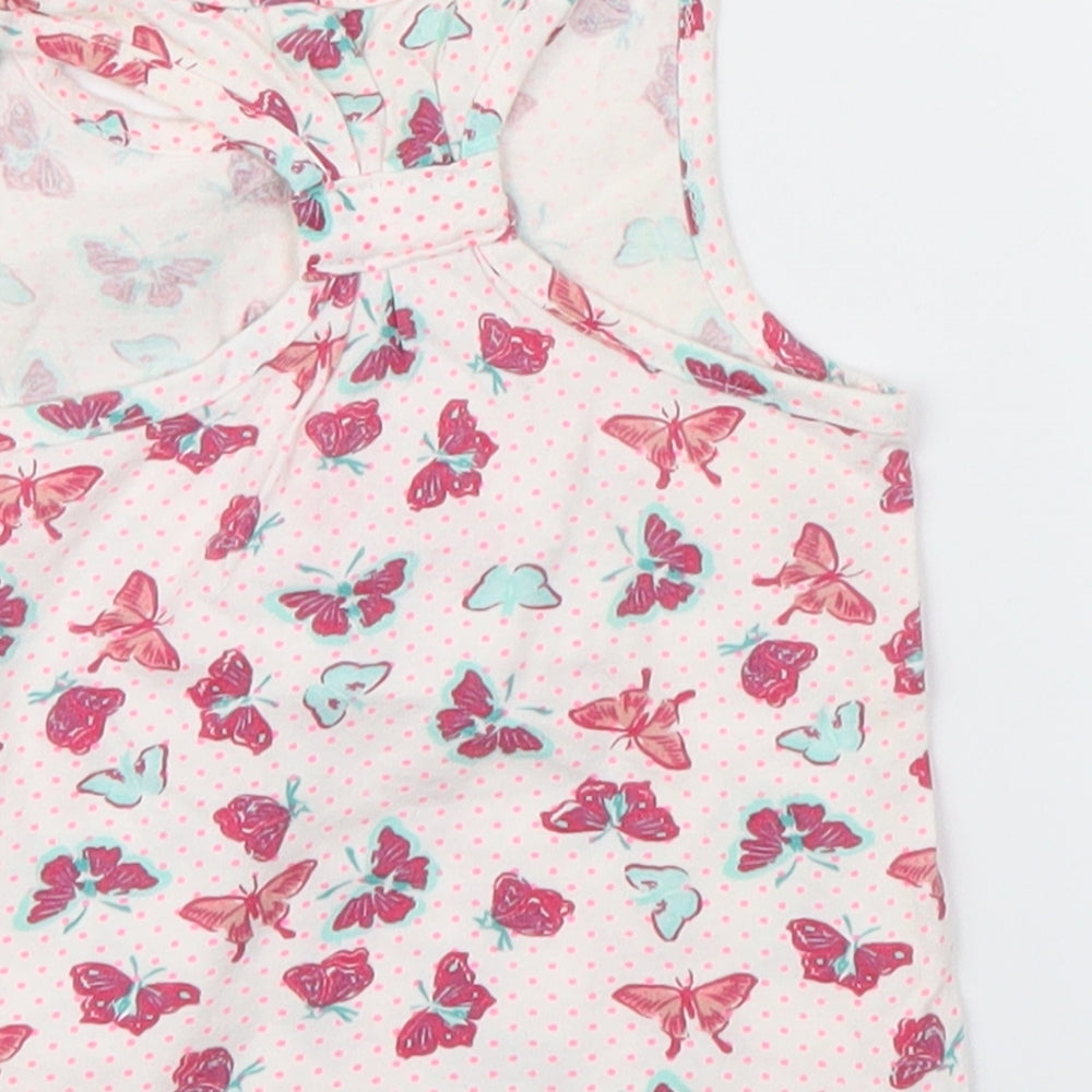 Young Dimension Girls White Animal Print Basic Tank Size 2 Years - butteflies
