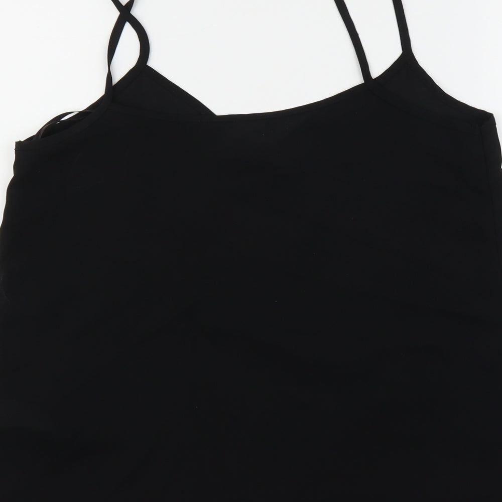 newlook Womens Black Mesh Basic Blouse Size 10