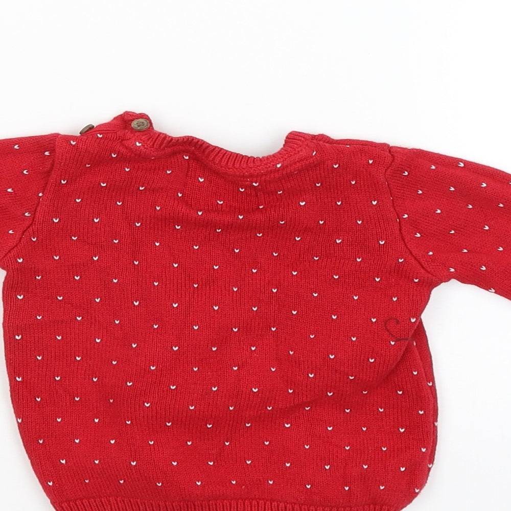 F&F Boys Red Pullover Jumper Size 12-18 Months