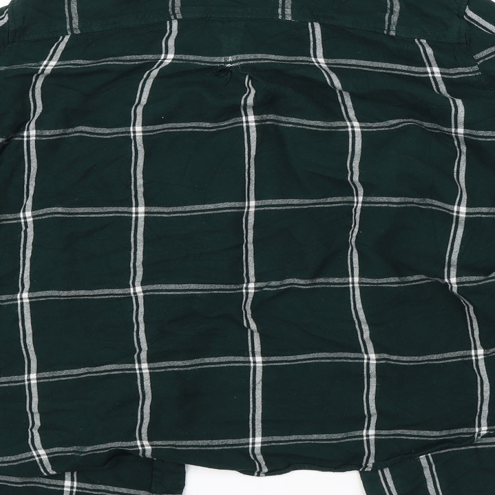 H&M Womens Green Check Basic Button-Up Size 10