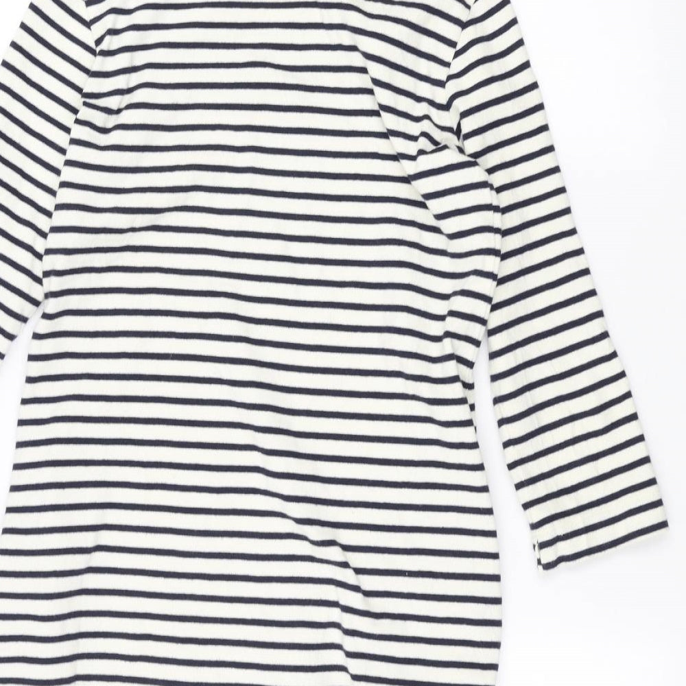 UNI Womens White Striped Pullover Jumper Size XS