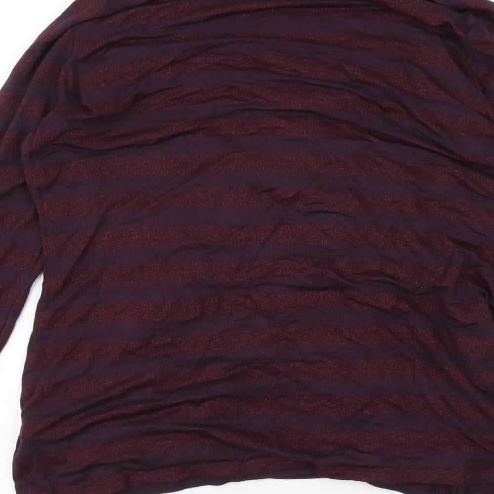 Marks & Spencer Womens Red Striped Cardigan Jumper Size 10
