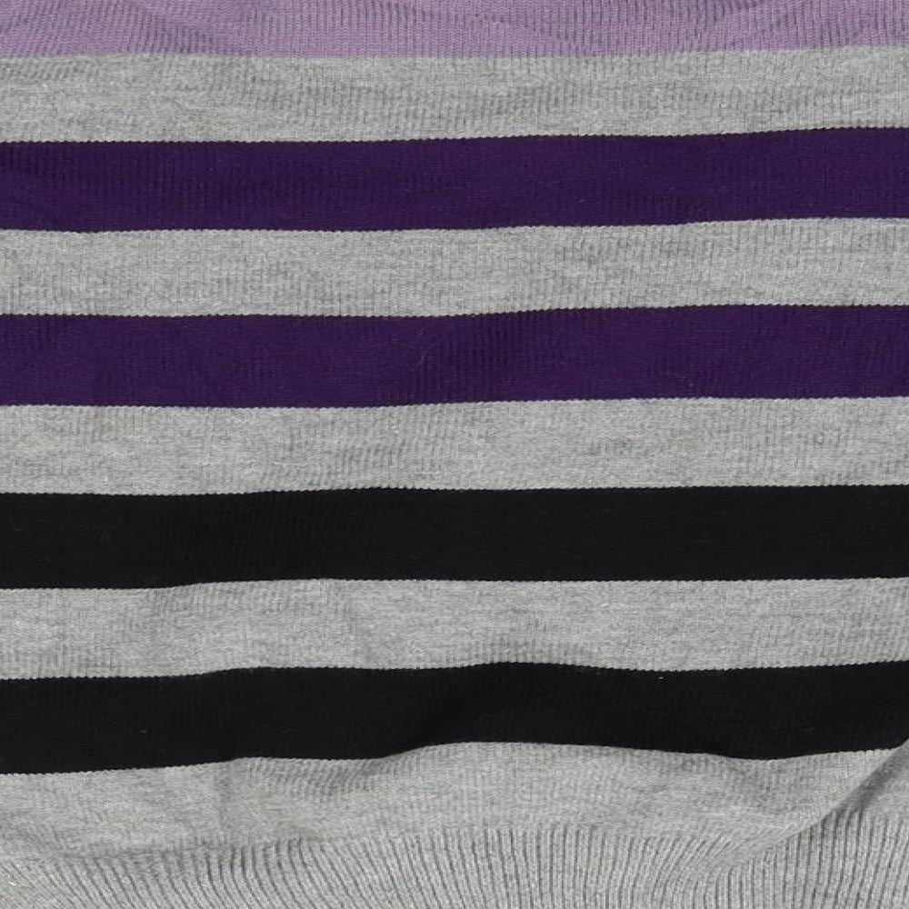 Matalan Girls Grey Striped Pullover Jumper Size 6-7 Years
