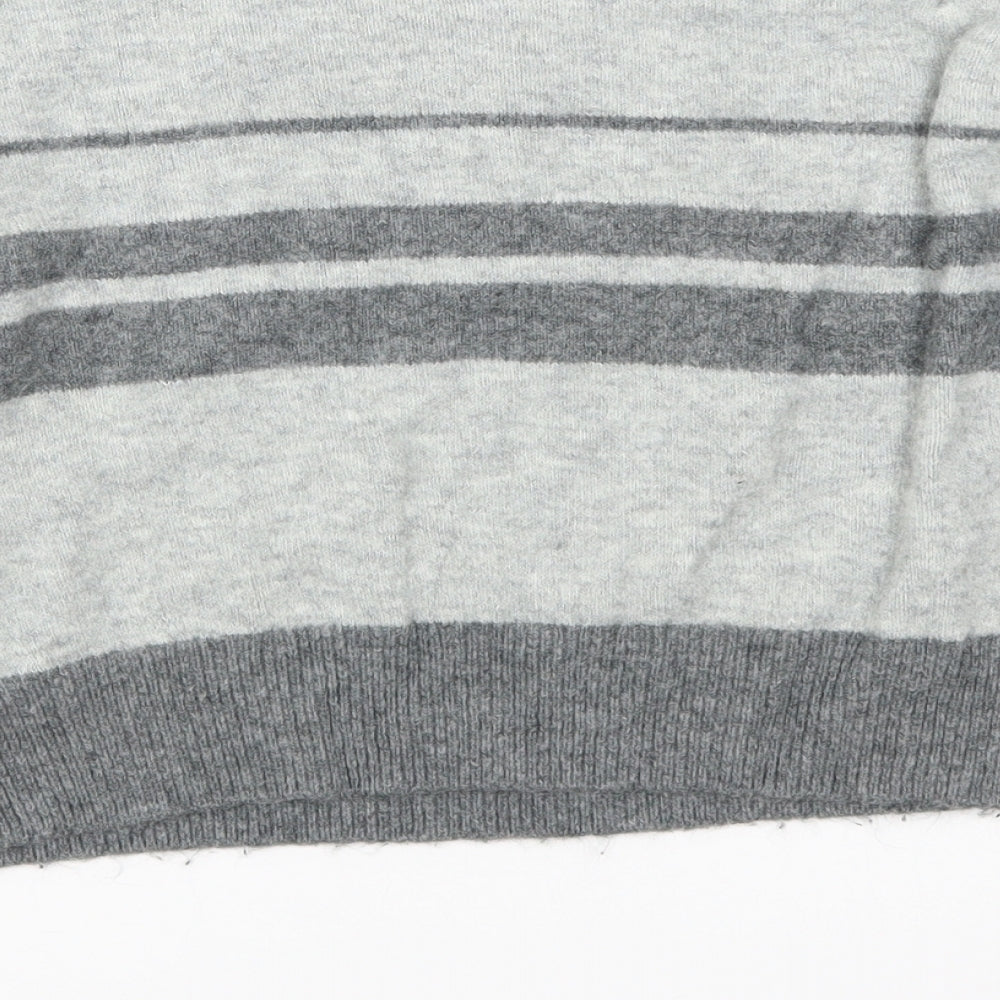 Topshop Womens Grey Striped Knit Pullover Jumper Size 10