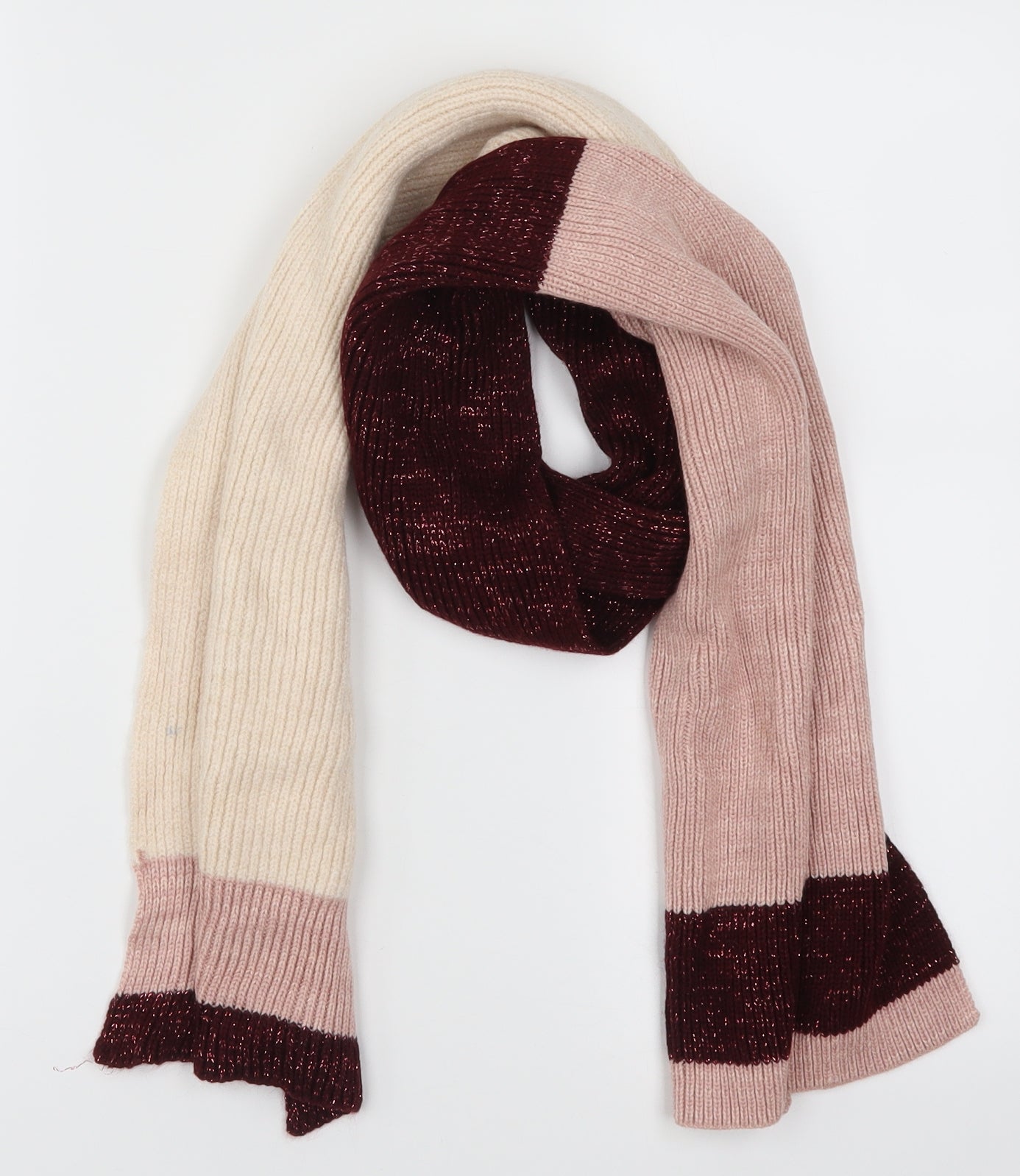 Preworn Womens Pink Scarf - Colour Block