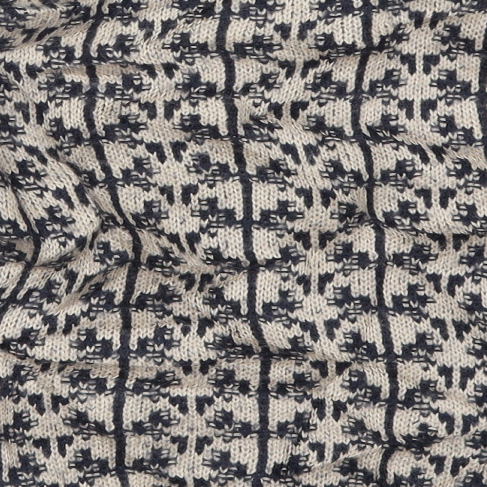 Marks & Spencer Womens Beige Geometric Knit Pullover Jumper Size 8 - Blue
