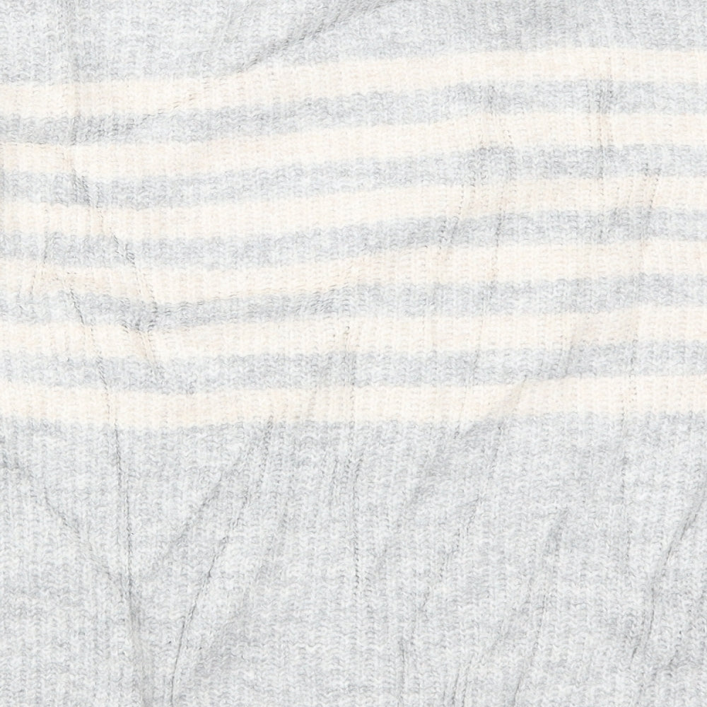 Papaya Womens Grey Striped Knit Pullover Jumper Size M