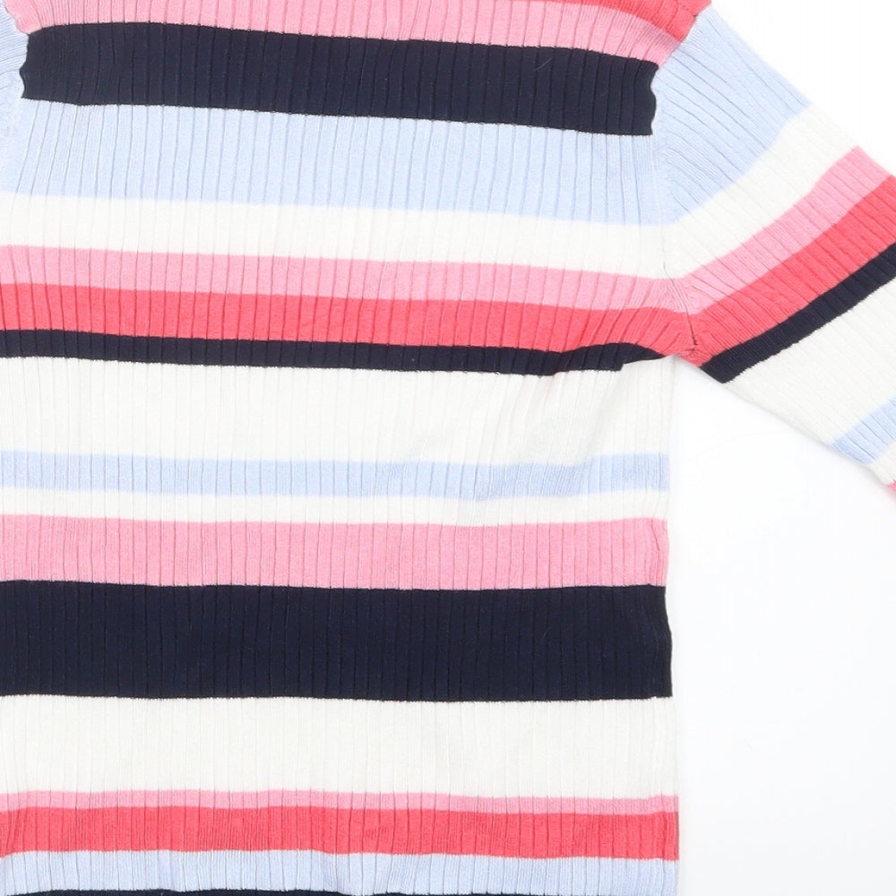 Marks & Spencer Womens Pink Striped Knit Pullover Jumper Size 8
