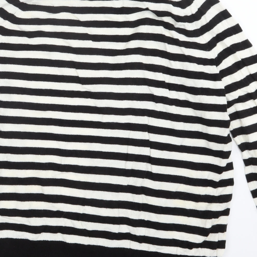 Marks & Spencer Womens Black Striped Knit Pullover Jumper Size 14