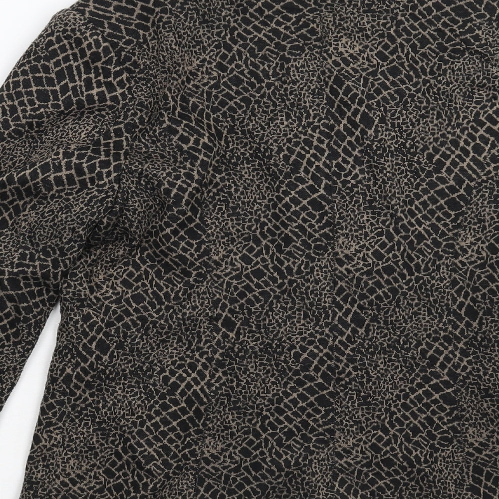 e@m Womens Black Animal Print Jacket Size 14
