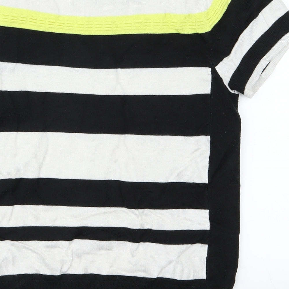 Principleas Womens Black Striped Knit Pullover Jumper Size 10