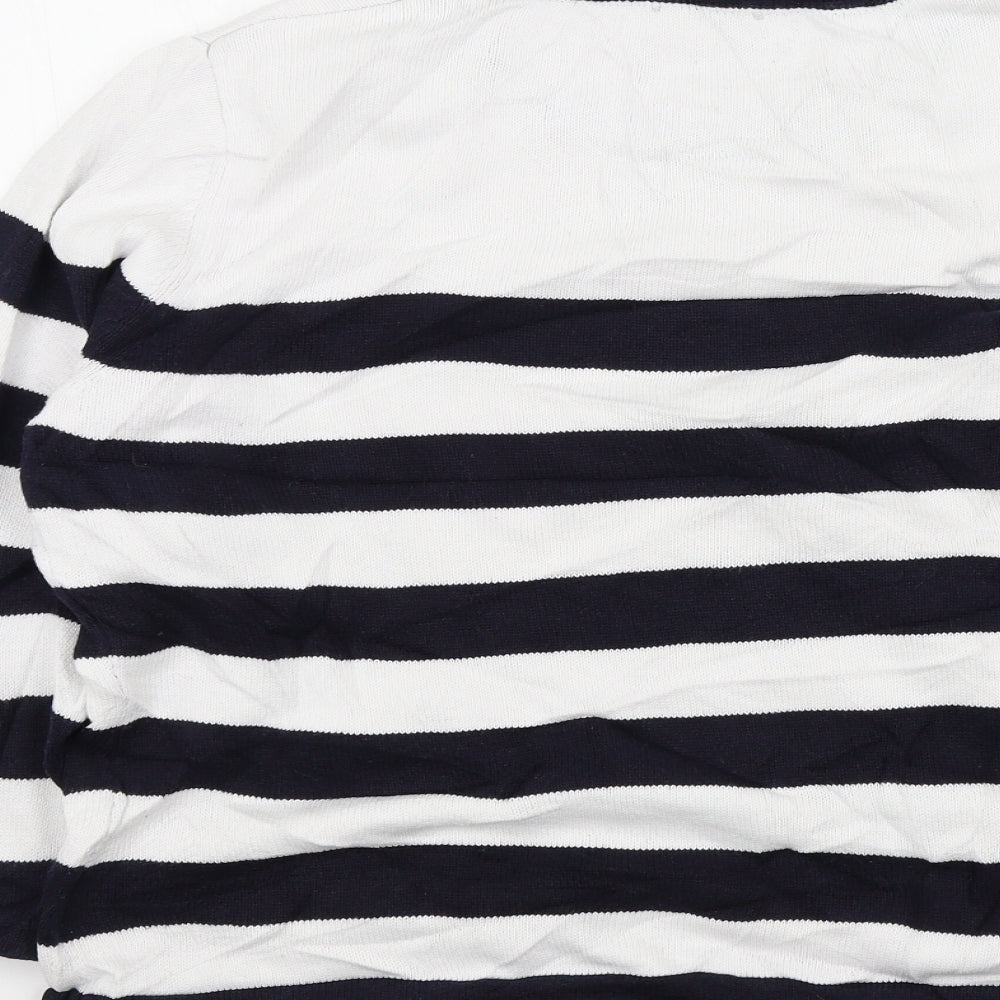 cc Womens White Striped Pullover Jumper Size L